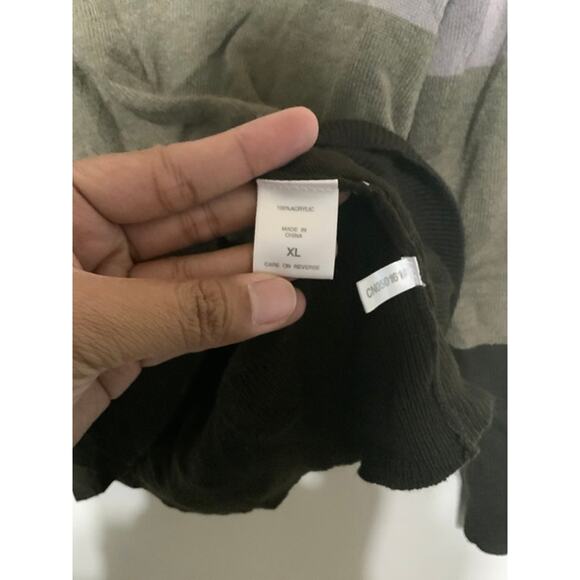 NY&Co Beige Brown Colorblock V-neck Sweater with Long Sleeves - USED - Picture 4 of 4